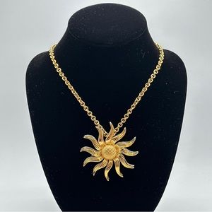 Vintage KJL sunshine, sunflower necklace brooch #247